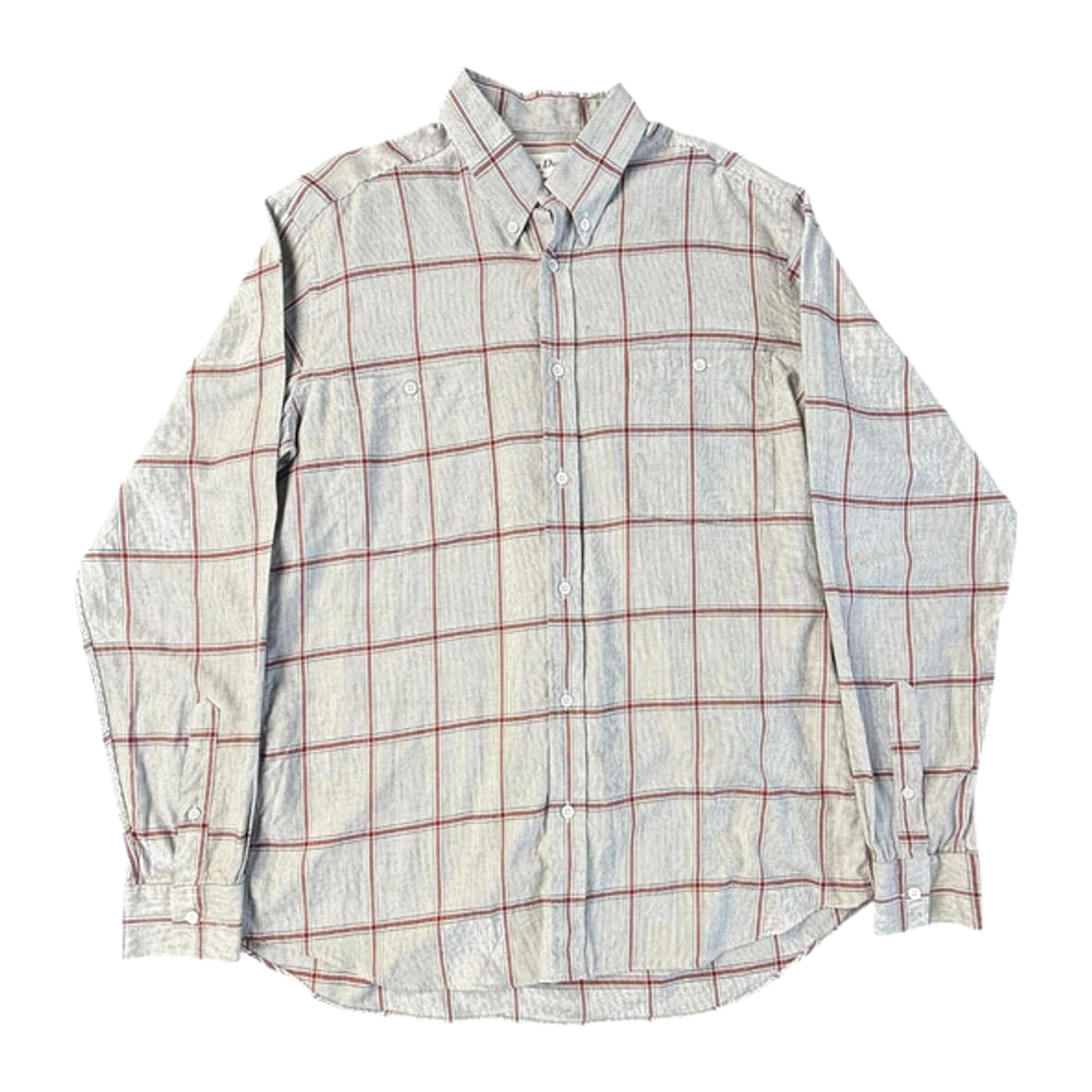 Christian Dior Monsieur Men’s Shirt 1980’s Vintage Pale Grey Red M