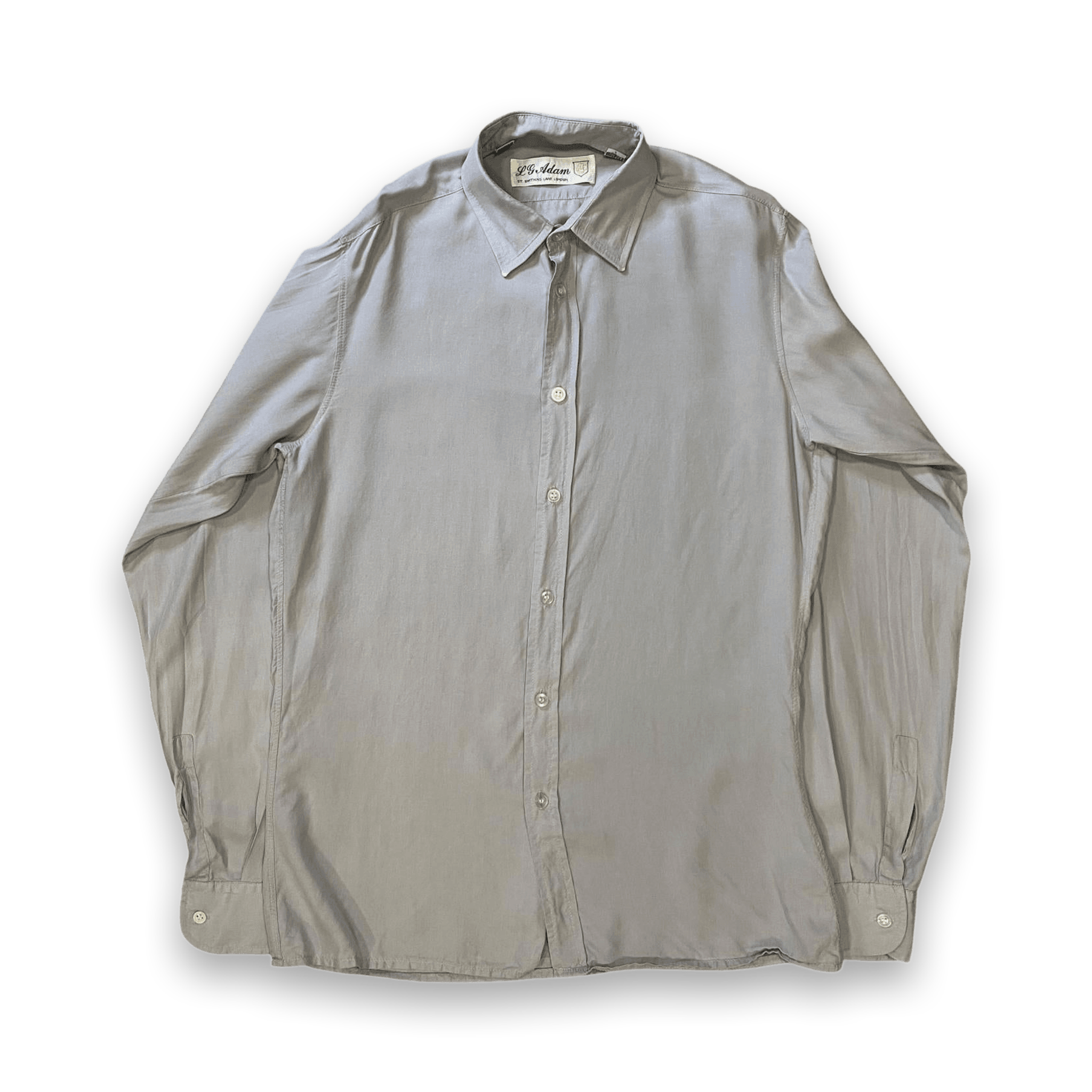Vintage 80s LG Adams Pure Silk Button Up Grey M