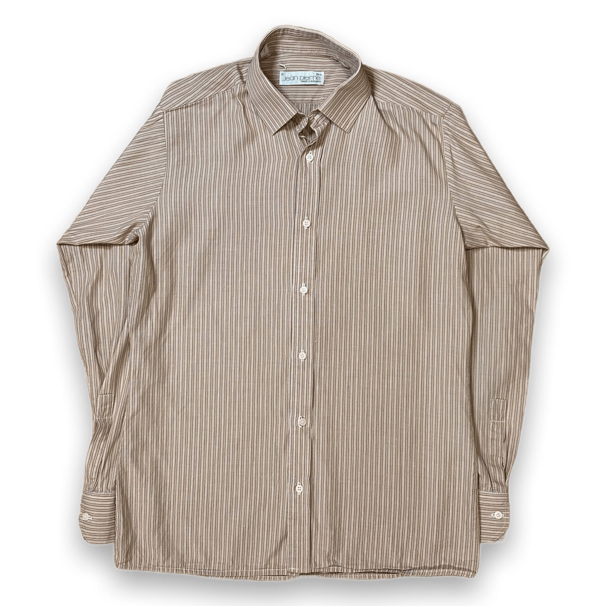 Jean Pierre Vintage Made in England Classic Striped Button Up Beige L