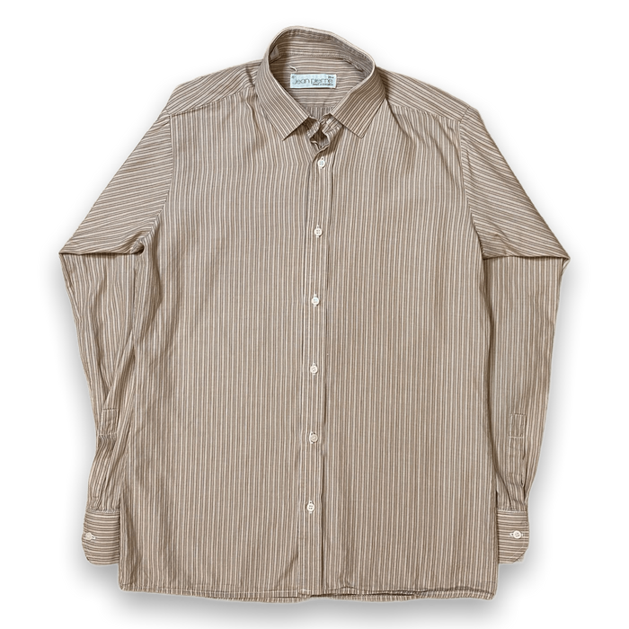 Jean Pierre Vintage Made in England Classic Striped Button Up Beige L