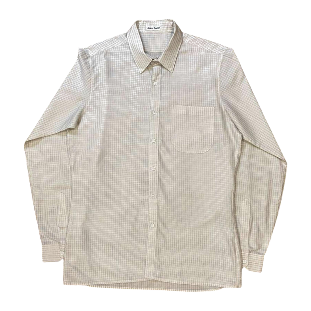Angelo Santini Vintage Window Plaid Button Up Cream L