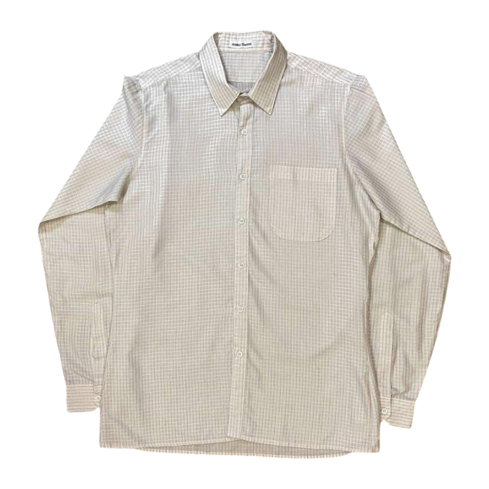 Angelo Santini Vintage Window Plaid Button Up Cream L