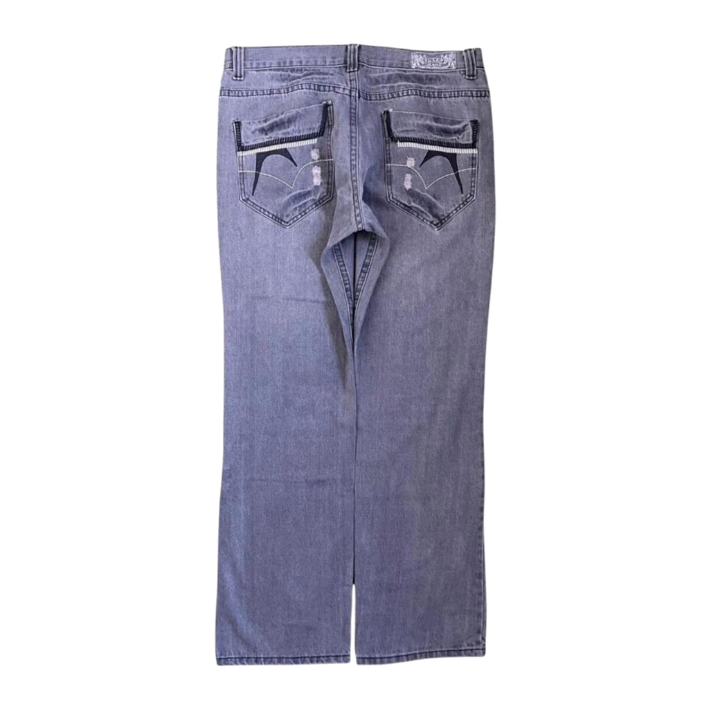 FUSA Focus USA Distressed Straight Leg Denim Jeans 14