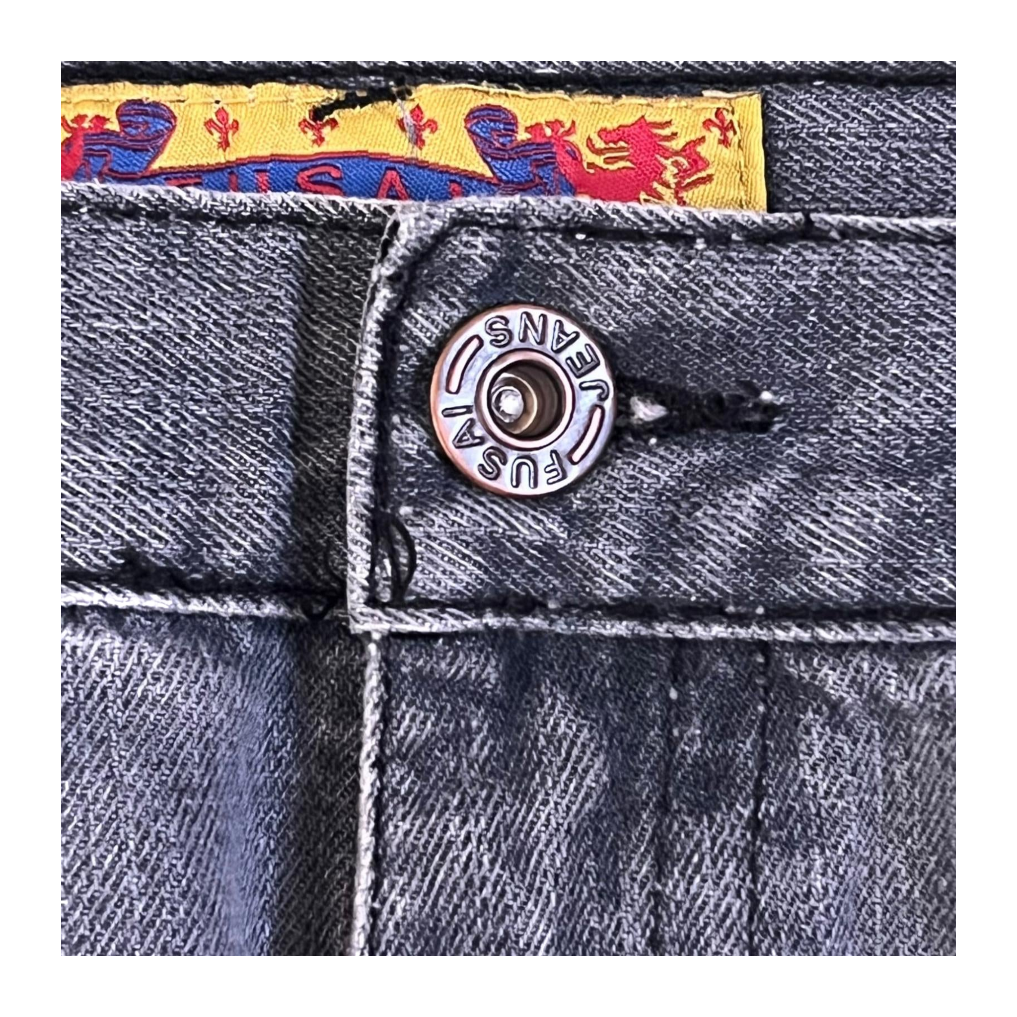 FUSA Focus USA Distressed Straight Leg Denim Jeans 14