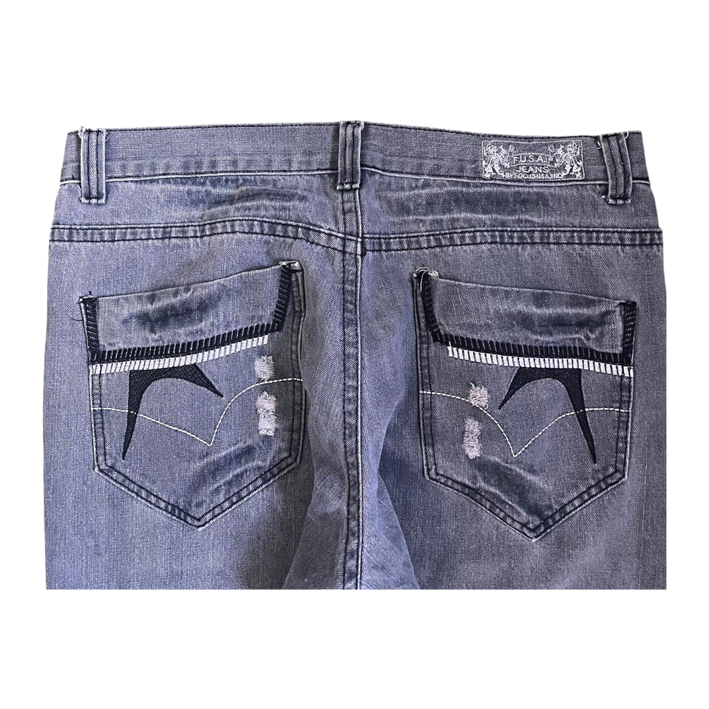 FUSA Focus USA Distressed Straight Leg Denim Jeans 14