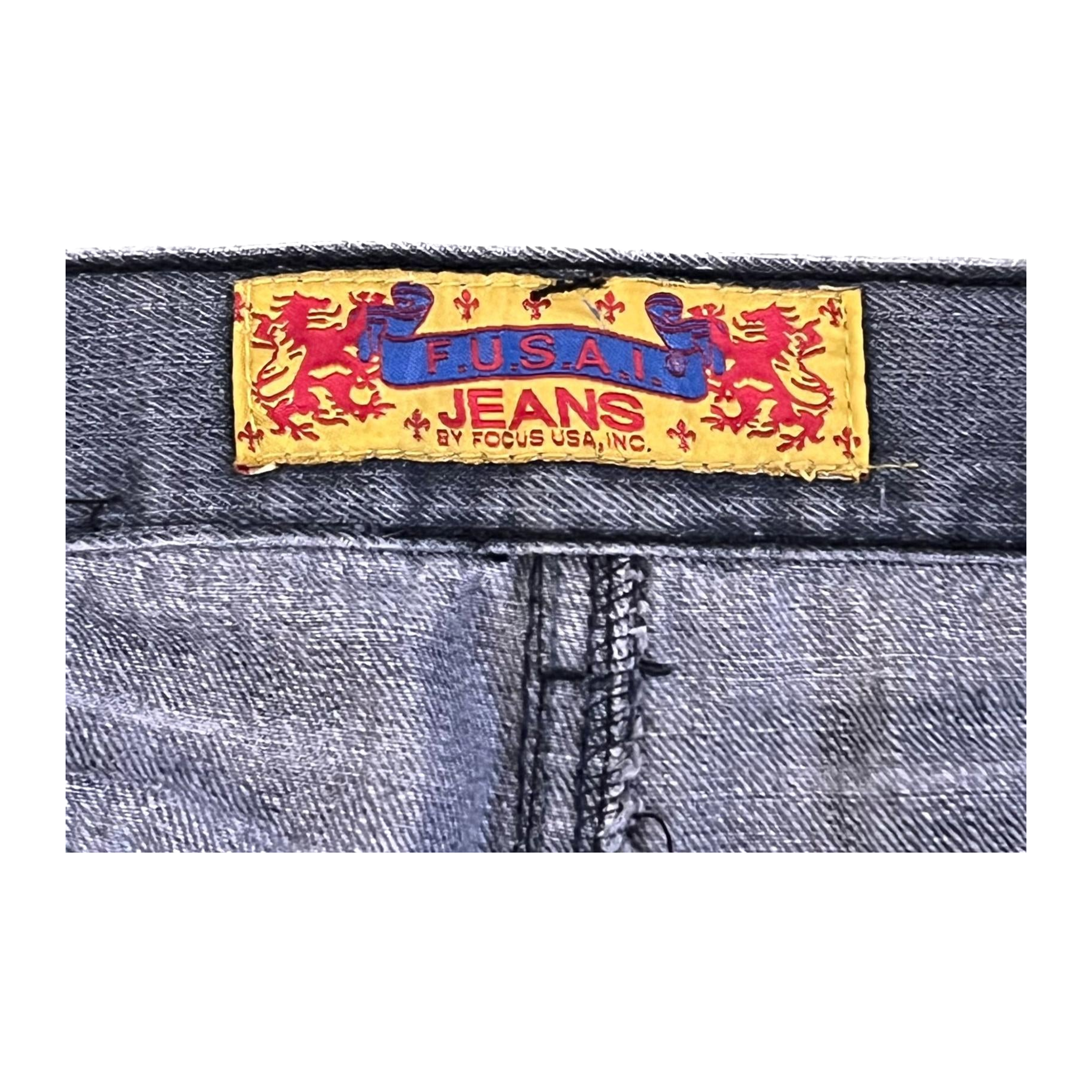 FUSA Focus USA Distressed Straight Leg Denim Jeans 14