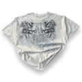Skulls on a Mesh Fence Affliction Style Y2K Graphic T-Shirt White XXL