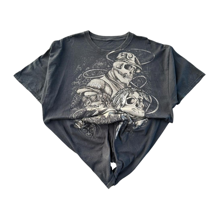 90s Vintage Compton Graffiti Style Skulls Graphic Short Sleeve T-Shirt Black L