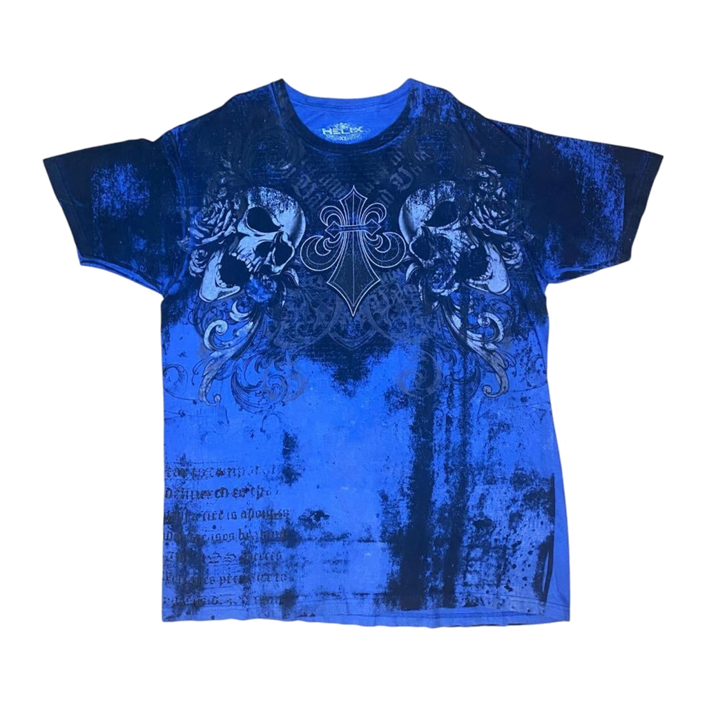 409 Hel FX Y2K Skull T Shirt Blue XL