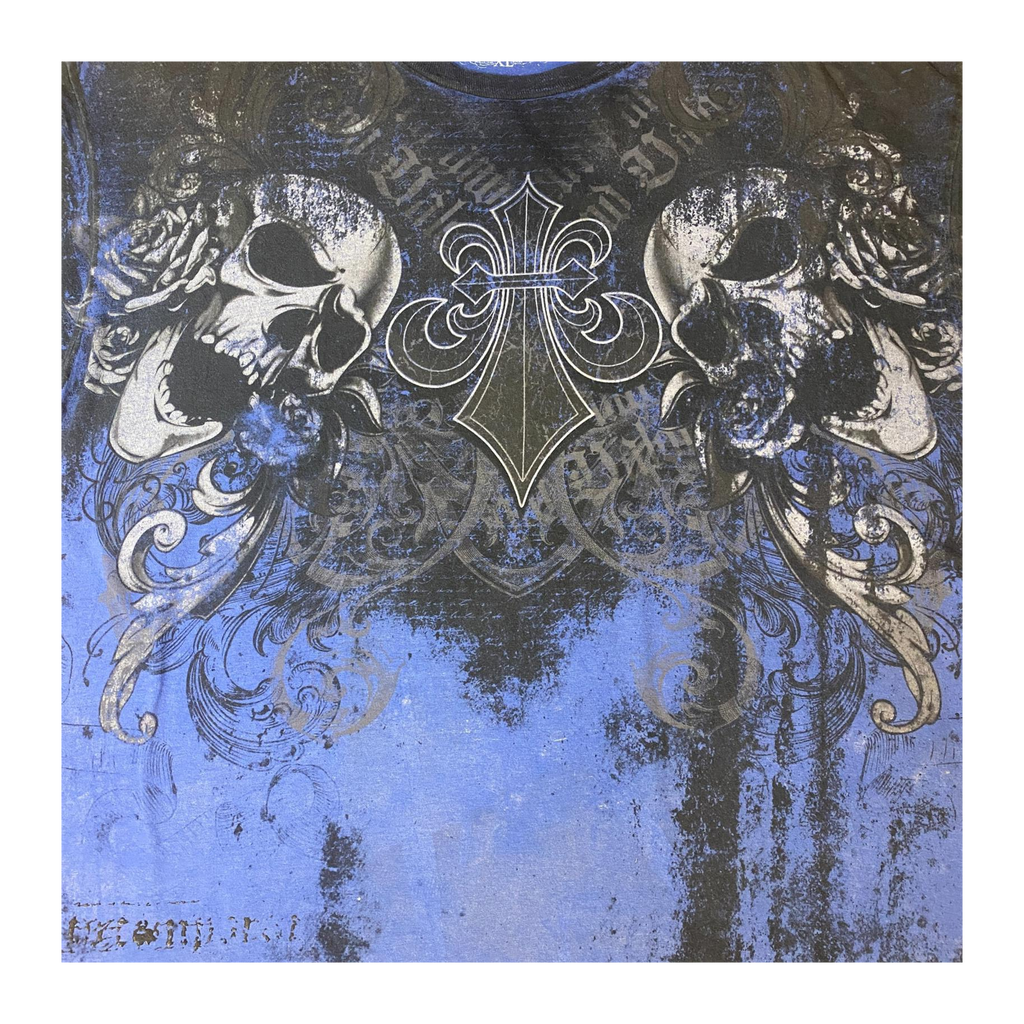 409 Hel FX Y2K Skull T Shirt Blue XL