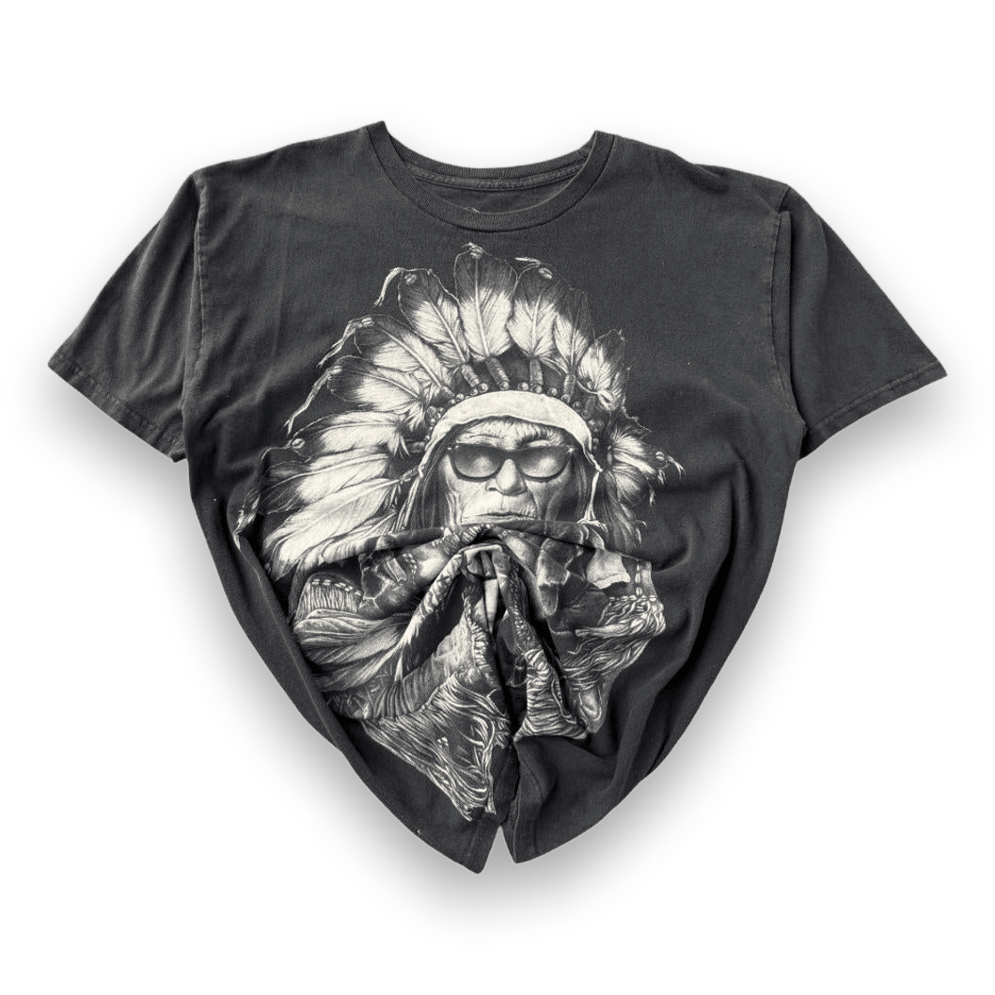 Rook Old and Serious Man Y2K Graphic T-Shirt Black L