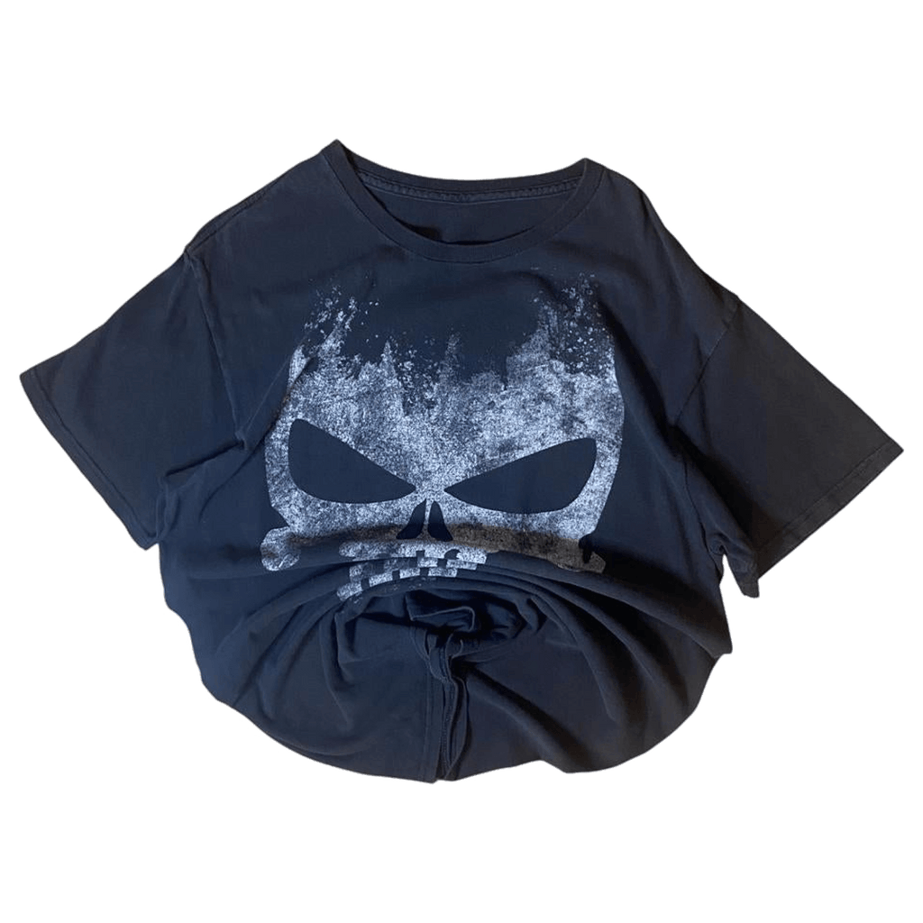 Punisher Skull Y2K Short Sleeve T Shirt Black M