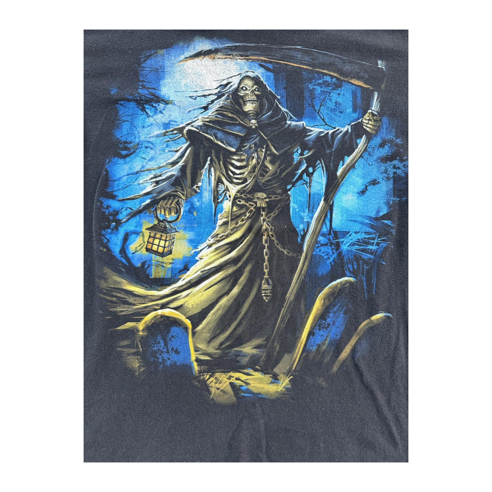 Grim Reaper Y2K Graphic Short Sleeve T-Shirt Black L