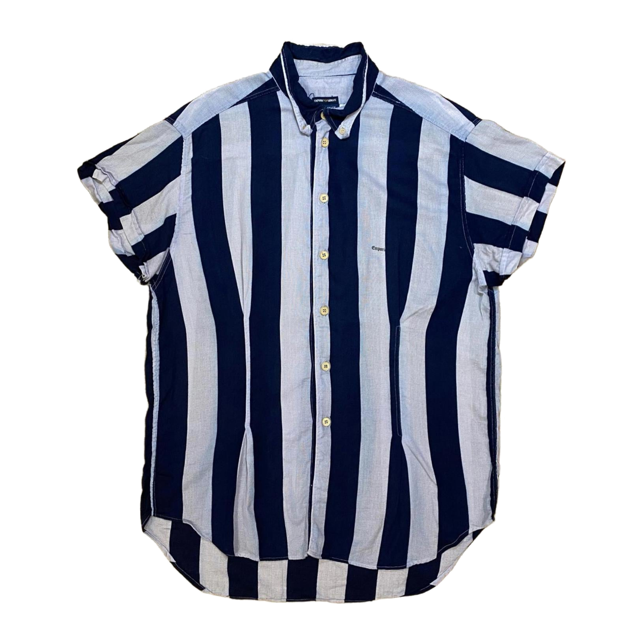 Emporio Armani Classic 90s Light Cotton Striped Button Up Beige M