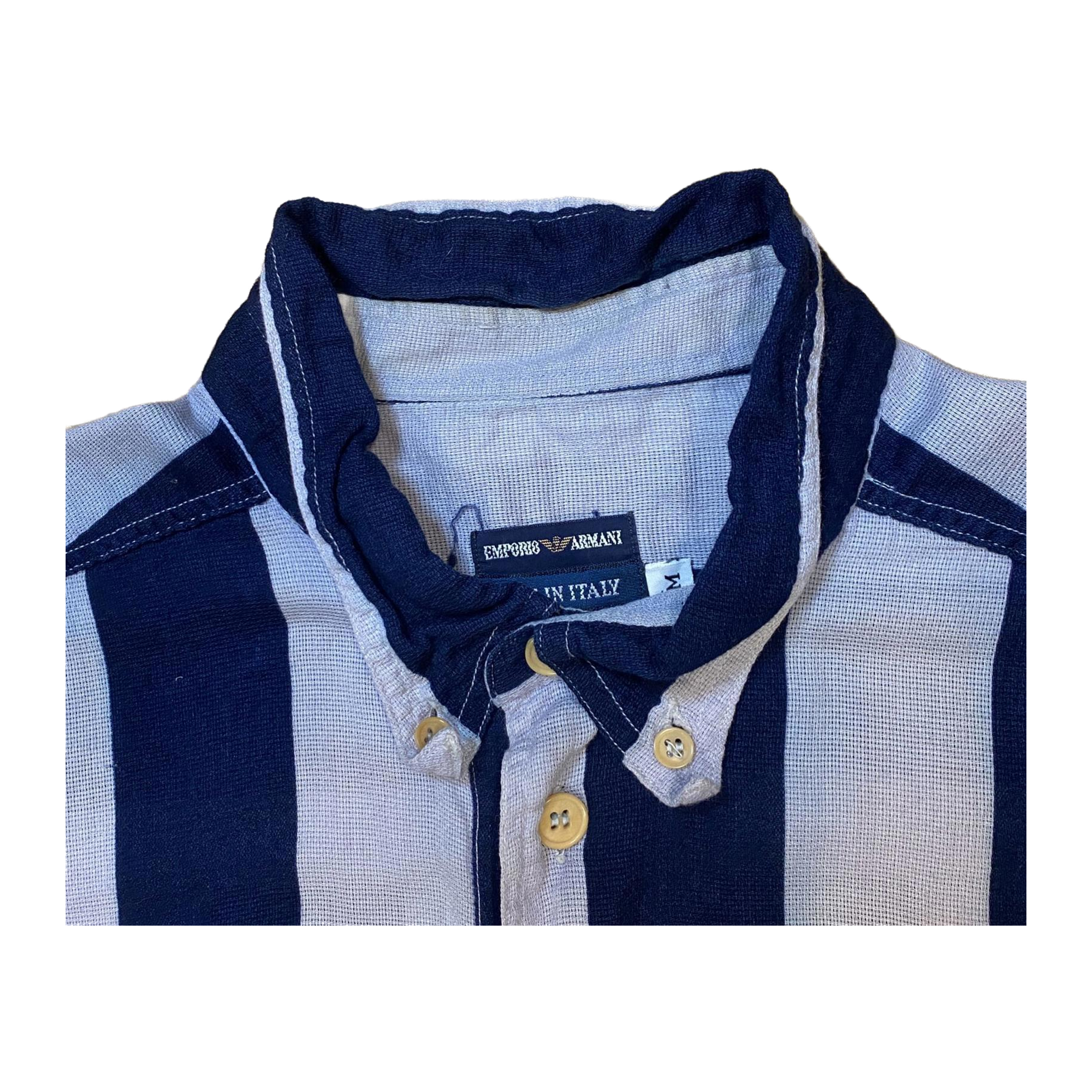 Emporio Armani Classic 90s Light Cotton Striped Button Up Beige M
