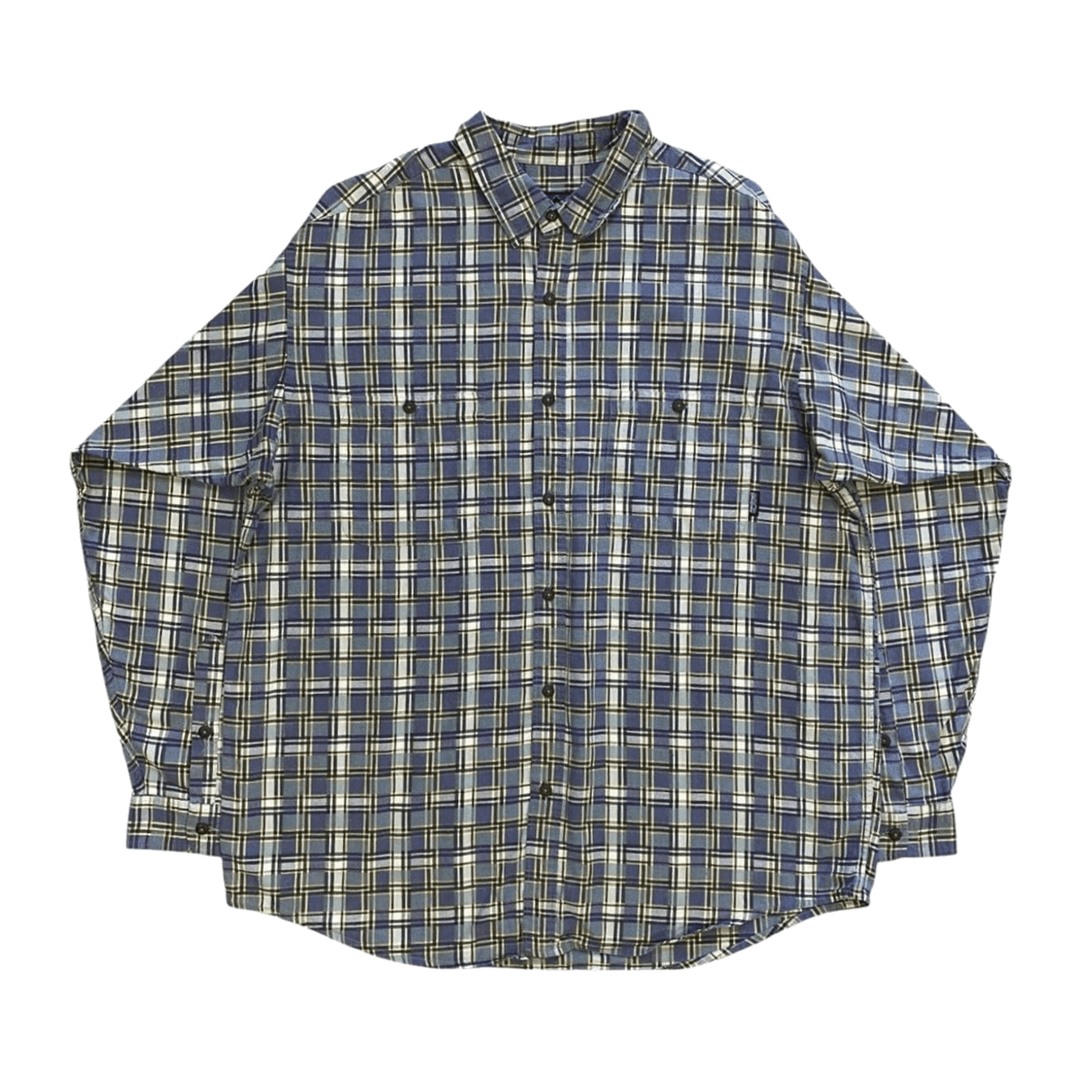 Patagonia Vintage Plaid Shirt loose Fit 1990's Purple Grey Mens L