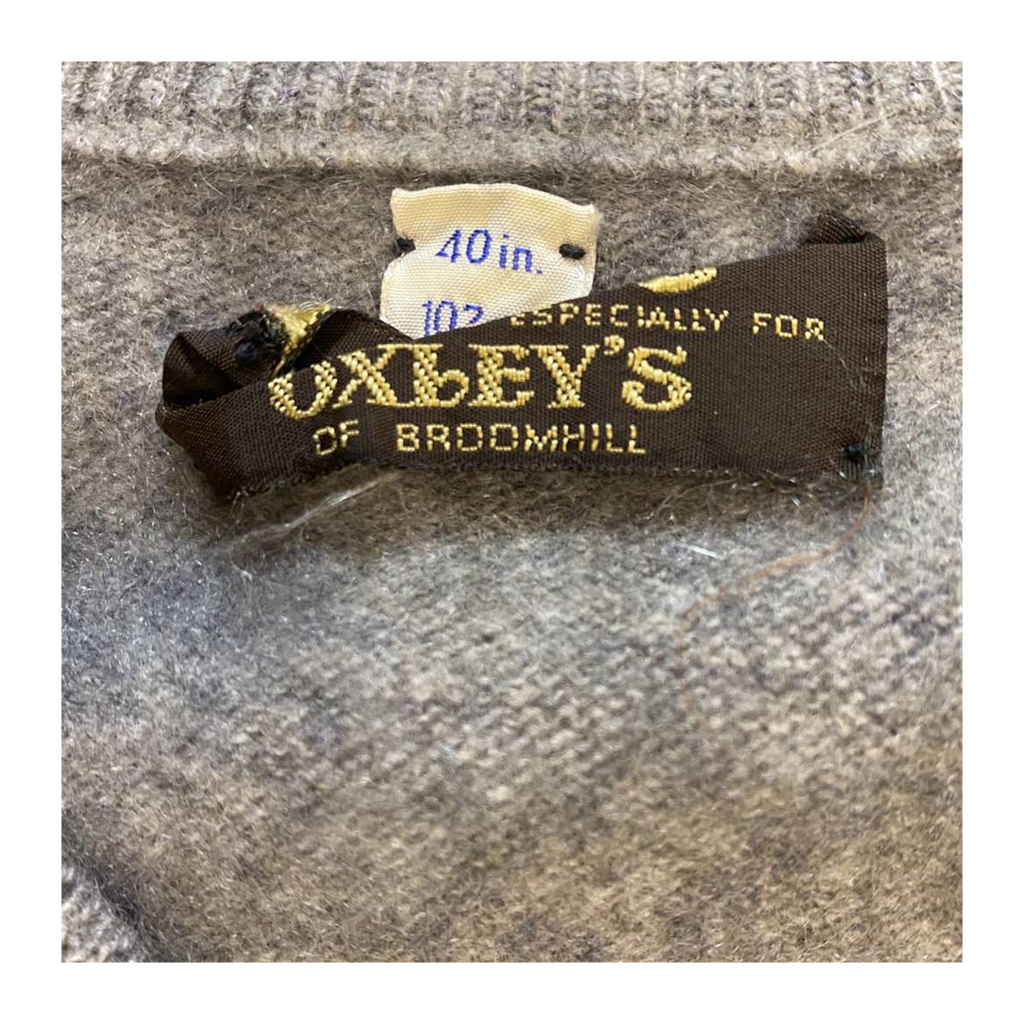 Coxmoore Oxleys Vintage 1970s Cashmere V-Neck Sweater Made in UK Grey M