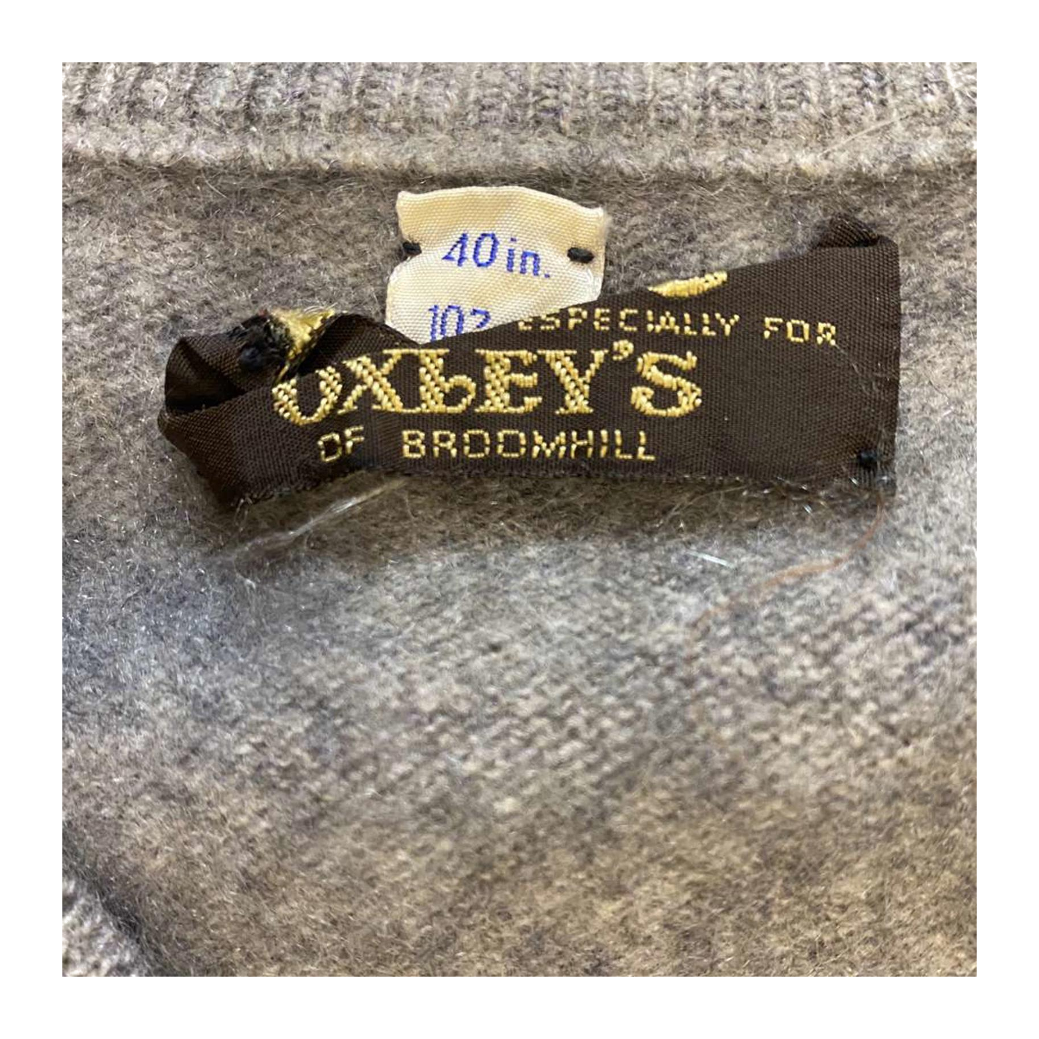 Coxmoore Oxleys Vintage 1970s Cashmere V-Neck Sweater Made in UK Grey M