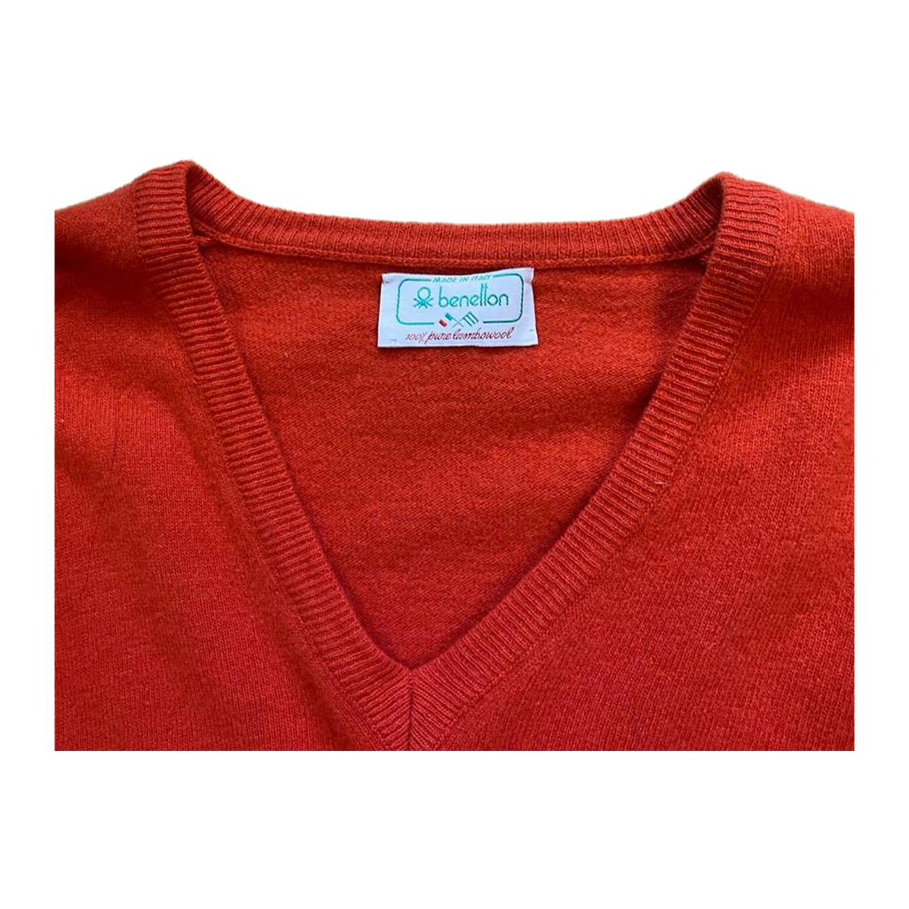 Benetton Vintage 1970s Lambswool Made in Italy Sweater Red M