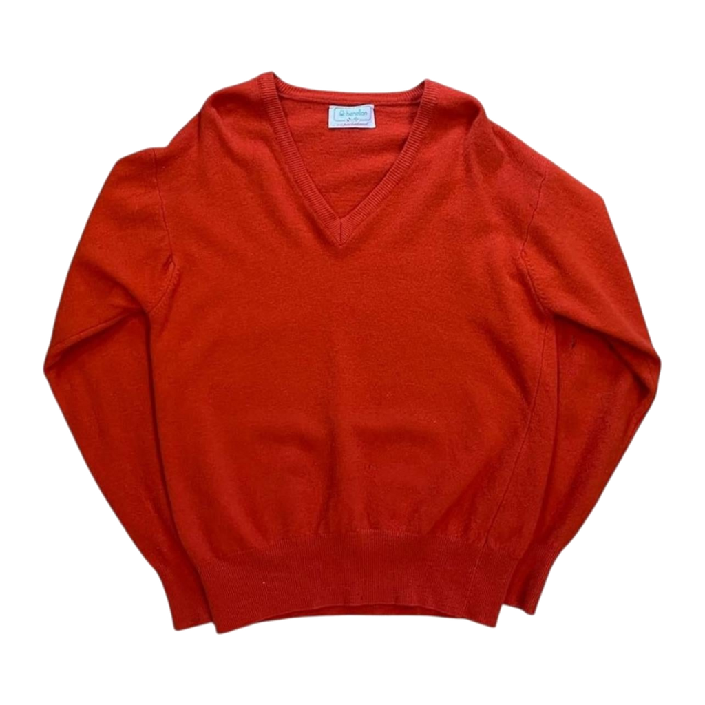 Benetton Vintage 1970s Lambswool Made in Italy Sweater Red M