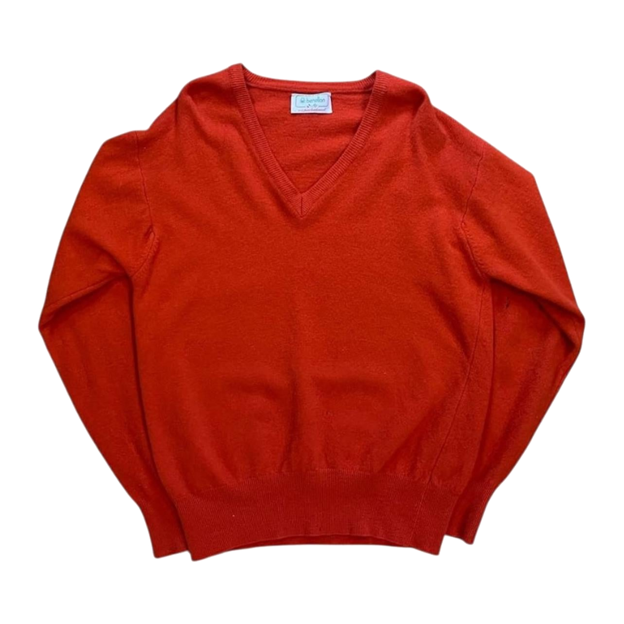 Benetton Vintage 1970s Lambswool Made in Italy Sweater Red M
