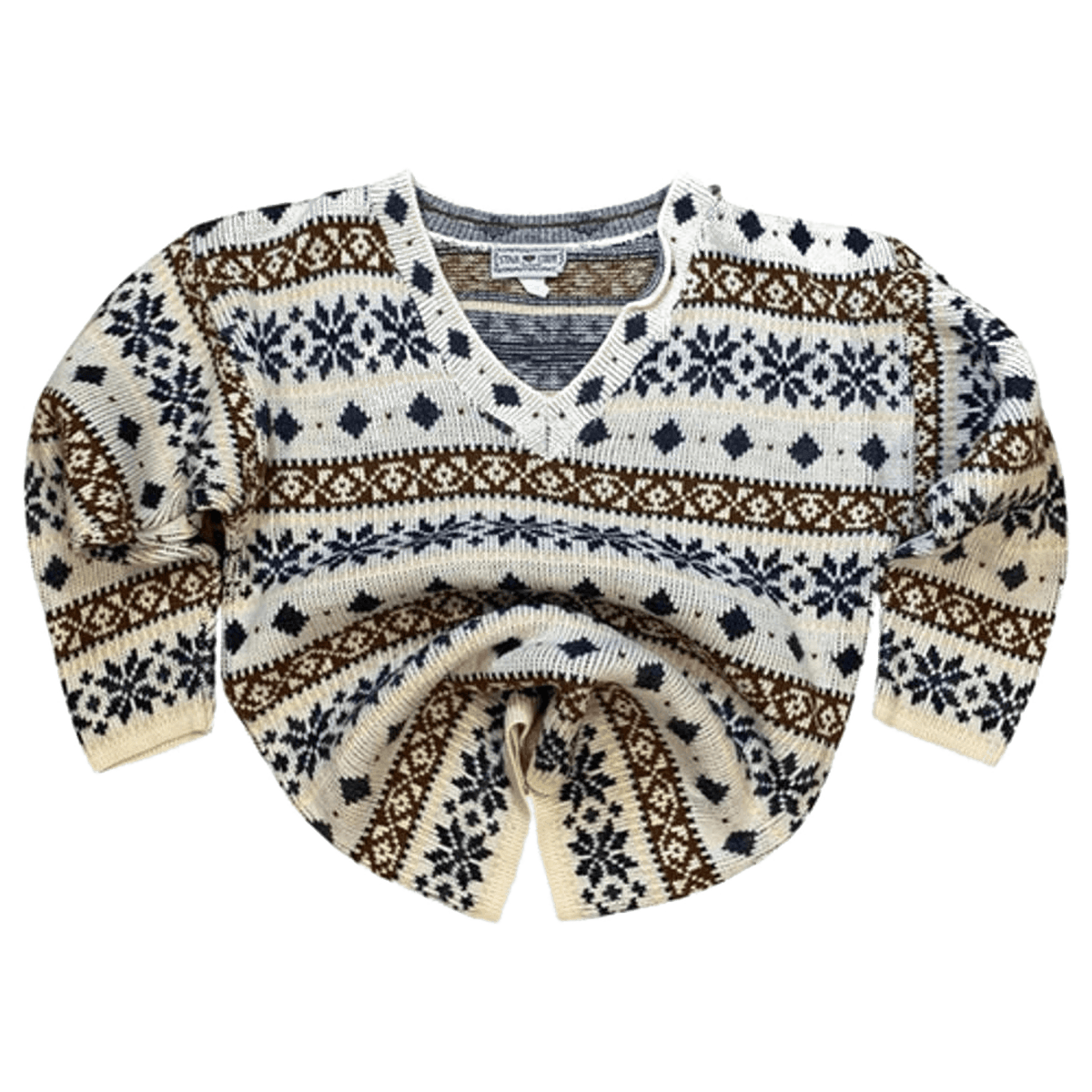 Star Cody Vintage 1980s Women's Chunky V Neck Knit Sweater White M