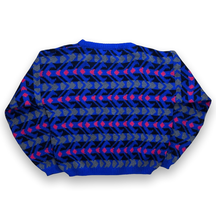 Vintage 1990s Made in Italy Men's Chunky Knitted Sweater Boxy Fit Blue M
