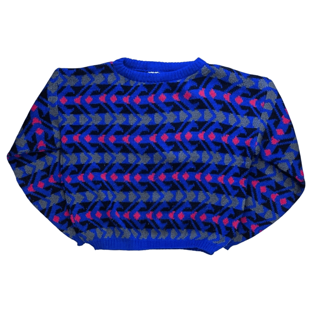 Vintage 1990s Made in Italy Men's Chunky Knitted Sweater Boxy Fit Blue M