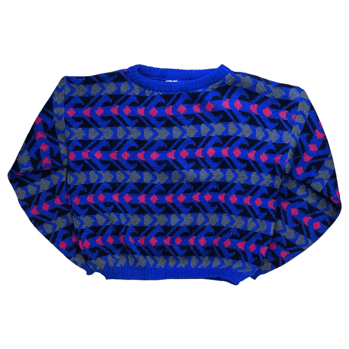 Vintage 1990s Made in Italy Men's Chunky Knitted Sweater Boxy Fit Blue M