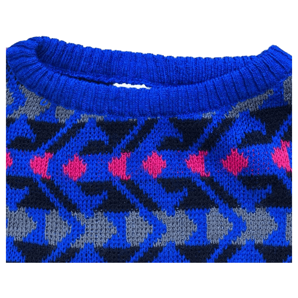 Vintage 1990s Made in Italy Men's Chunky Knitted Sweater Boxy Fit Blue M
