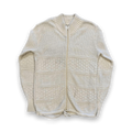 Vintage 1970's Women's Wool Thick Knit Full Zip Sweater Cream M
