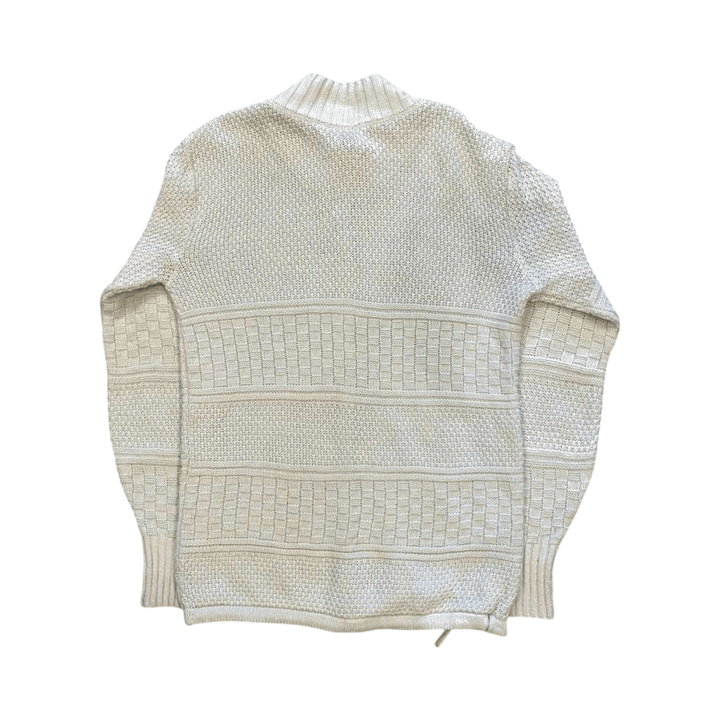 Vintage 1970's Women's Wool Thick Knit Full Zip Sweater Cream M