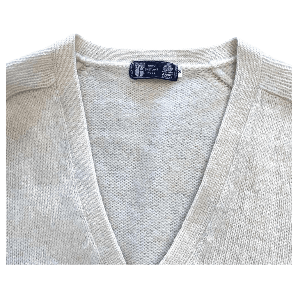 Take 6 Vintage Women's Pure Shetland Wool V Neck Cardigan Cream M