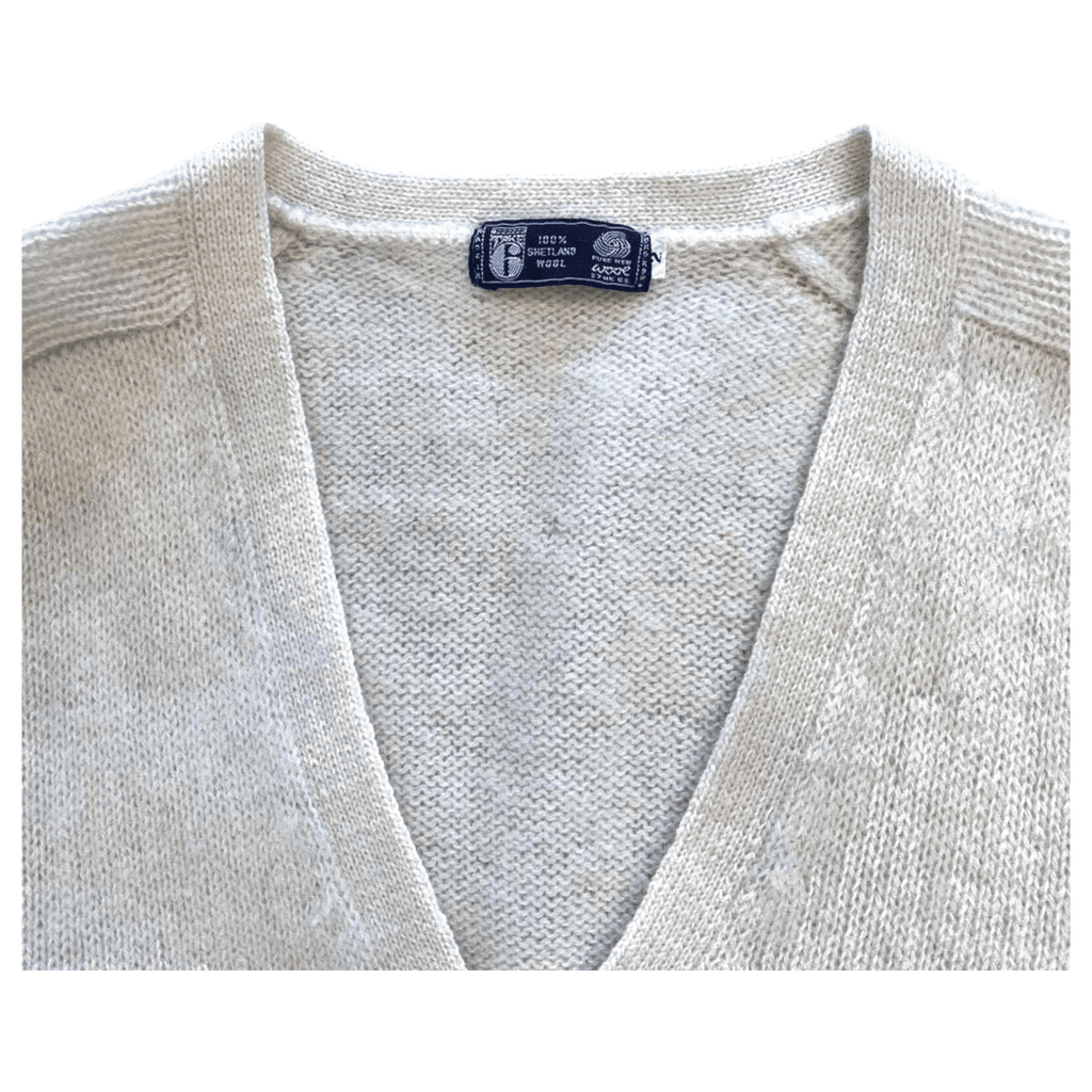 Take 6 Vintage Women's Pure Shetland Wool V Neck Cardigan Cream M