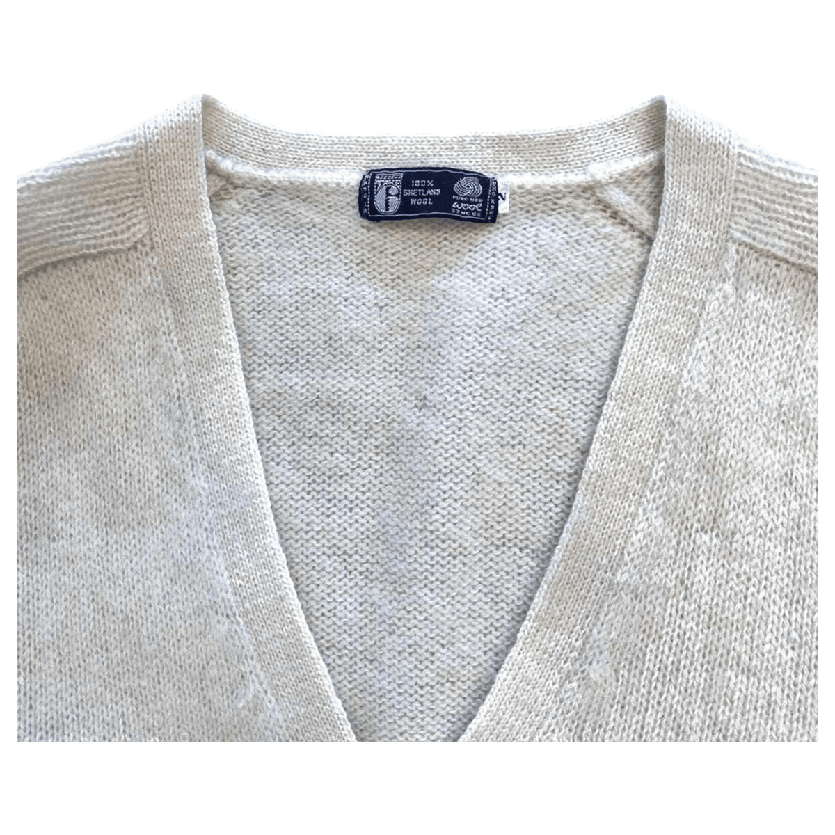 Take 6 Vintage Women's Pure Shetland Wool V Neck Cardigan Cream M