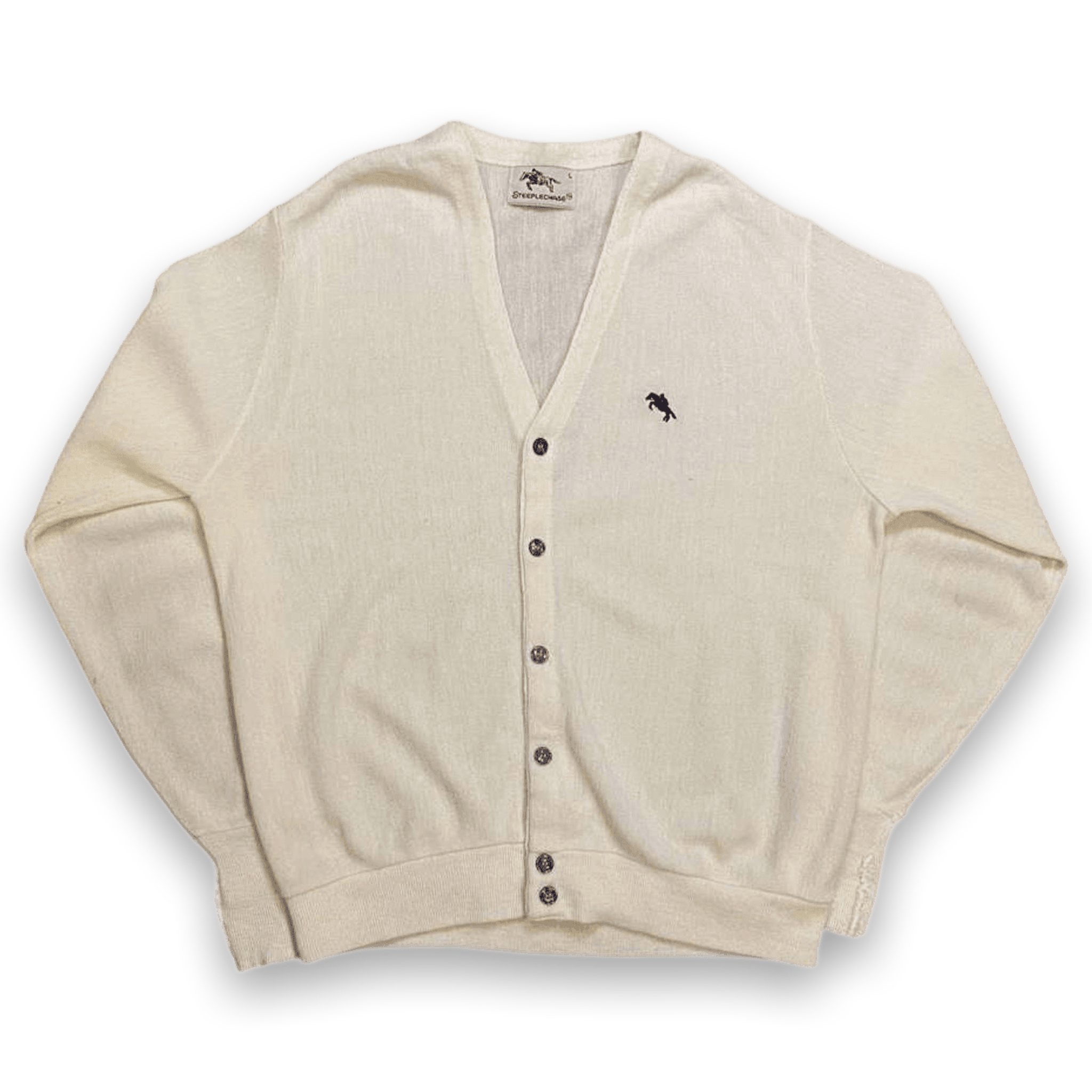 Steeple Chase Vintage 1980's Men's Knit Cardigan White L