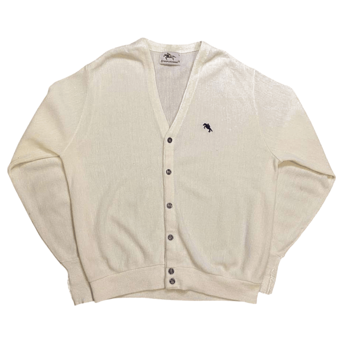 Steeple Chase Vintage 1980's Men's Knit Cardigan White L