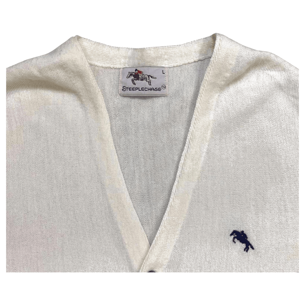 Steeple Chase Vintage 1980's Men's Knit Cardigan White L