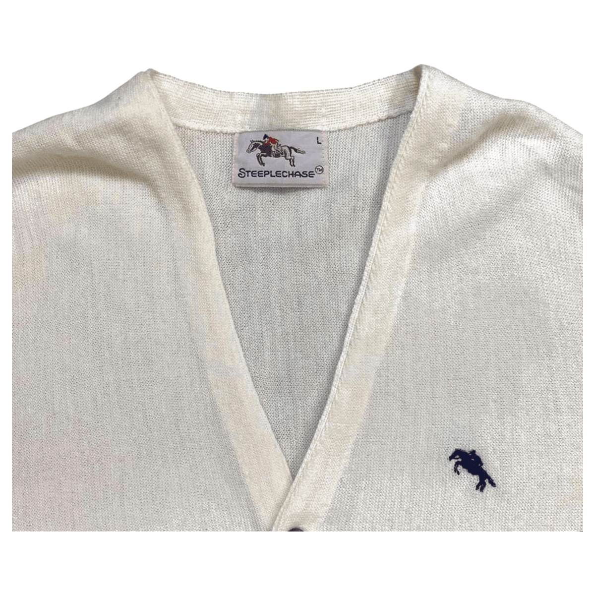 Steeple Chase Vintage 1980's Men's Knit Cardigan White L