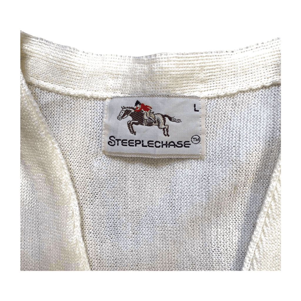 Steeple Chase Vintage 1980's Men's Knit Cardigan White L