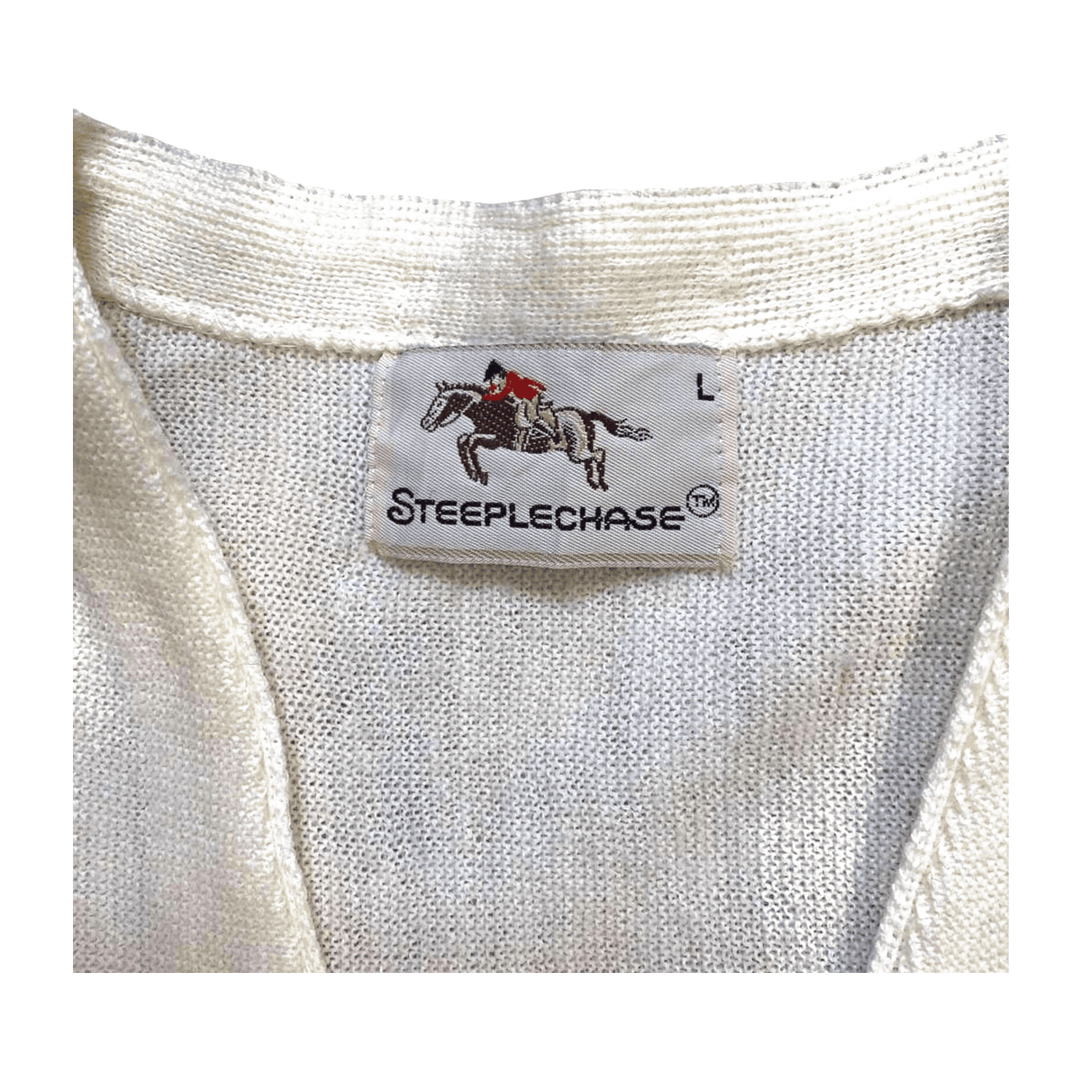 Steeple Chase Vintage 1980's Men's Knit Cardigan White L