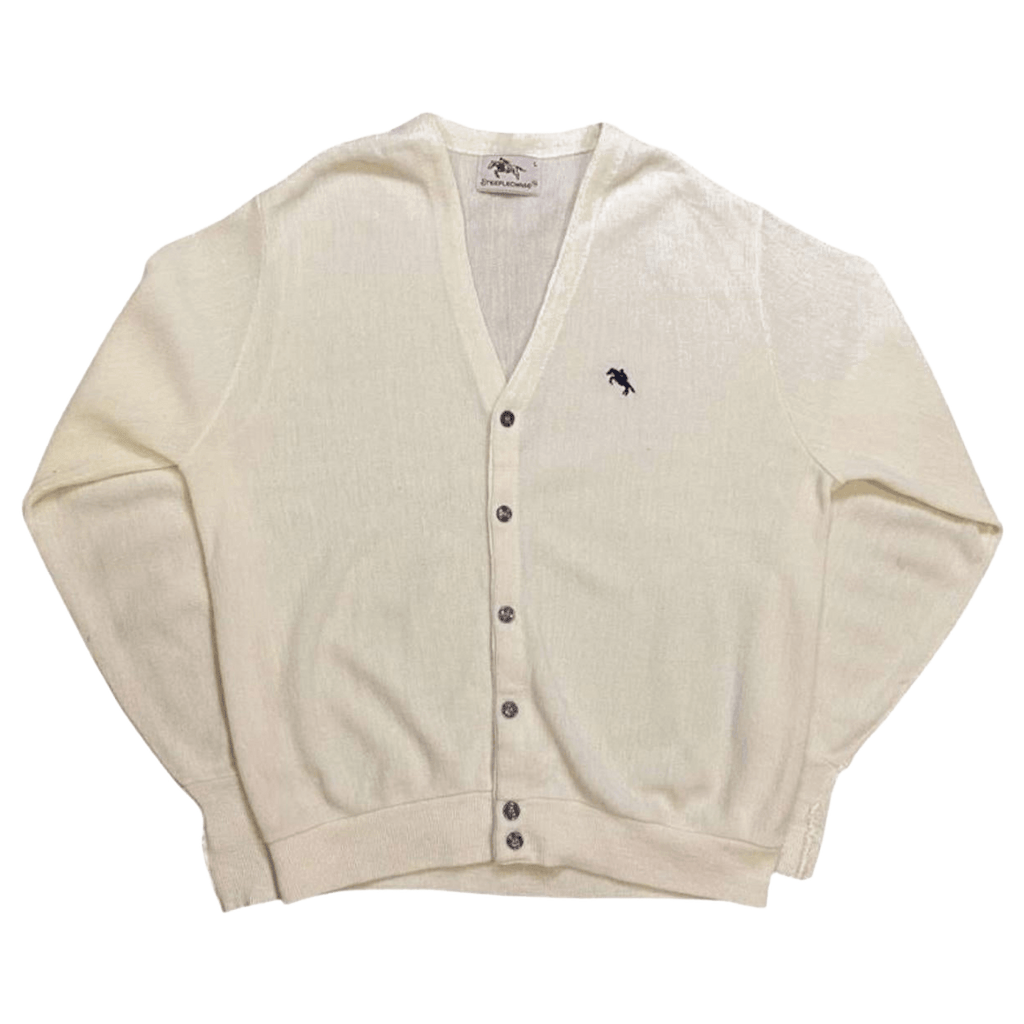 Steeple Chase Vintage 1980's Men's Knit Cardigan White L