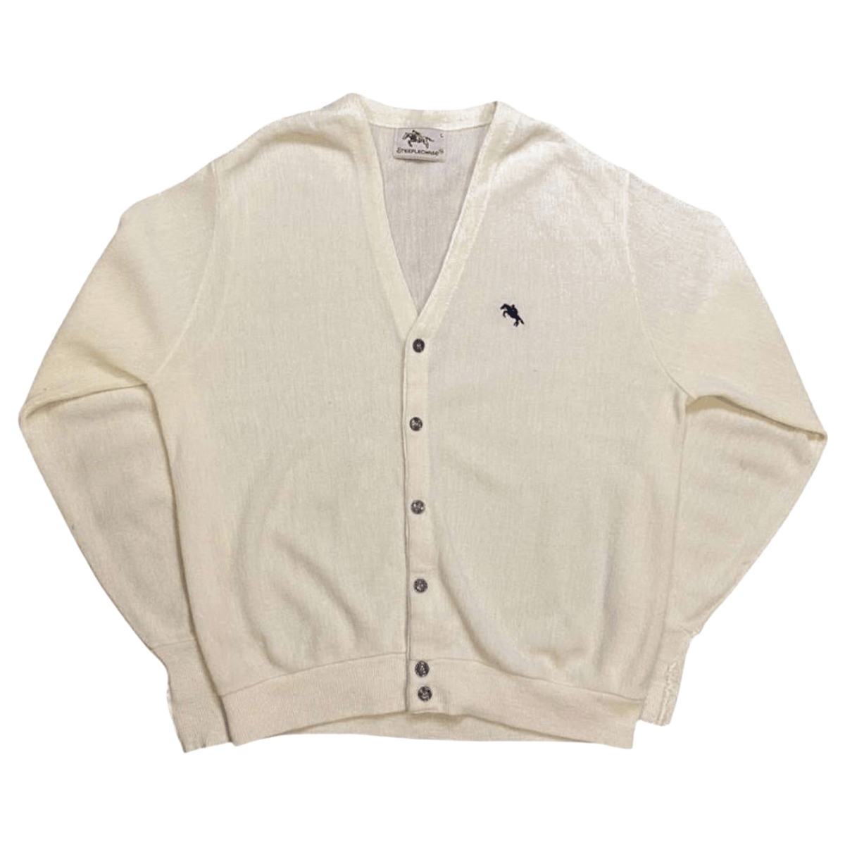 Steeple Chase Vintage 1980's Men's Knit Cardigan White L