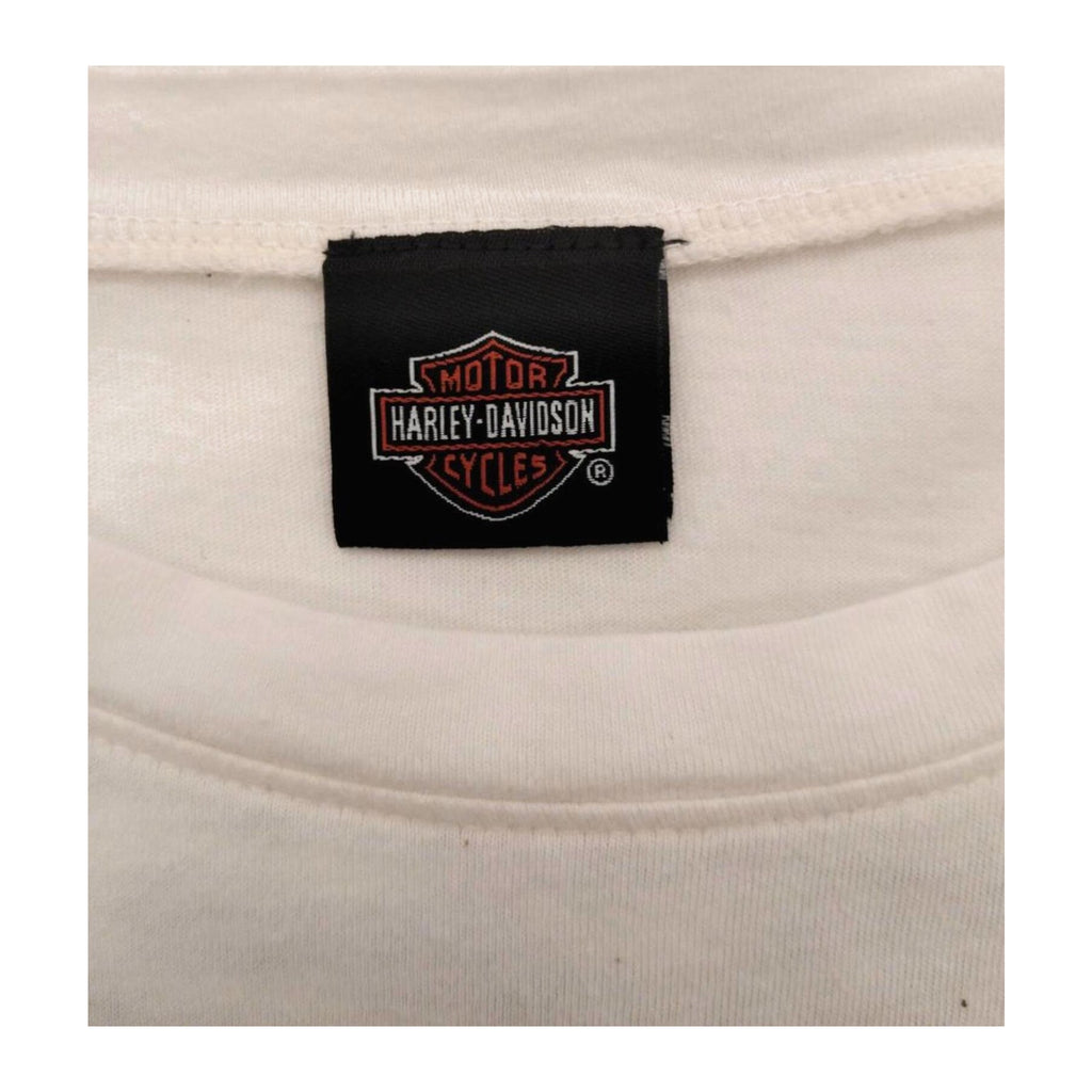 Vintage Harley Davidson Women's Vintage Logo Lace Trim Short Sleeve T Shirt White 2XL