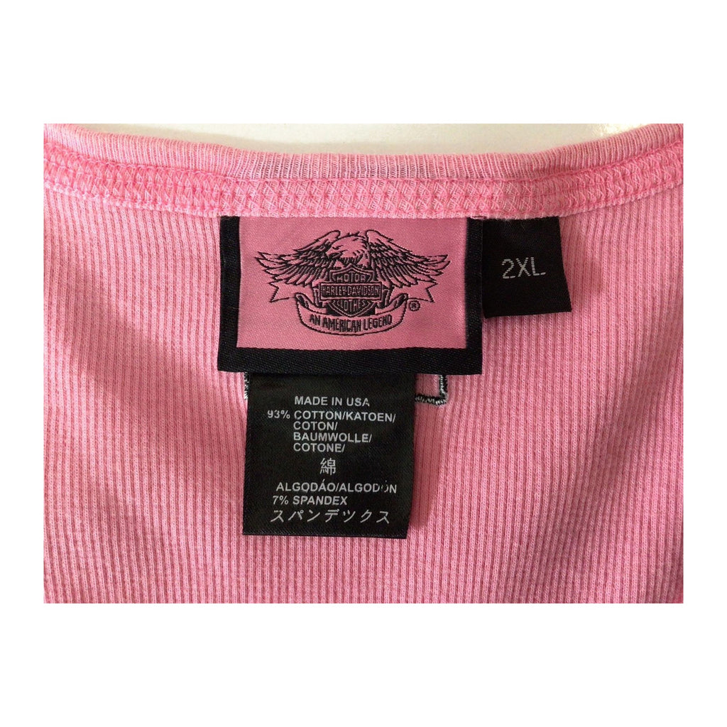 Harley Davidson Women's Embroidered Ribbed Tank Top Pink 2XL made USA