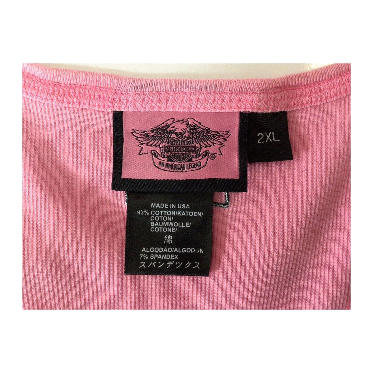 Harley Davidson Women's Embroidered Ribbed Tank Top Pink 2XL made USA