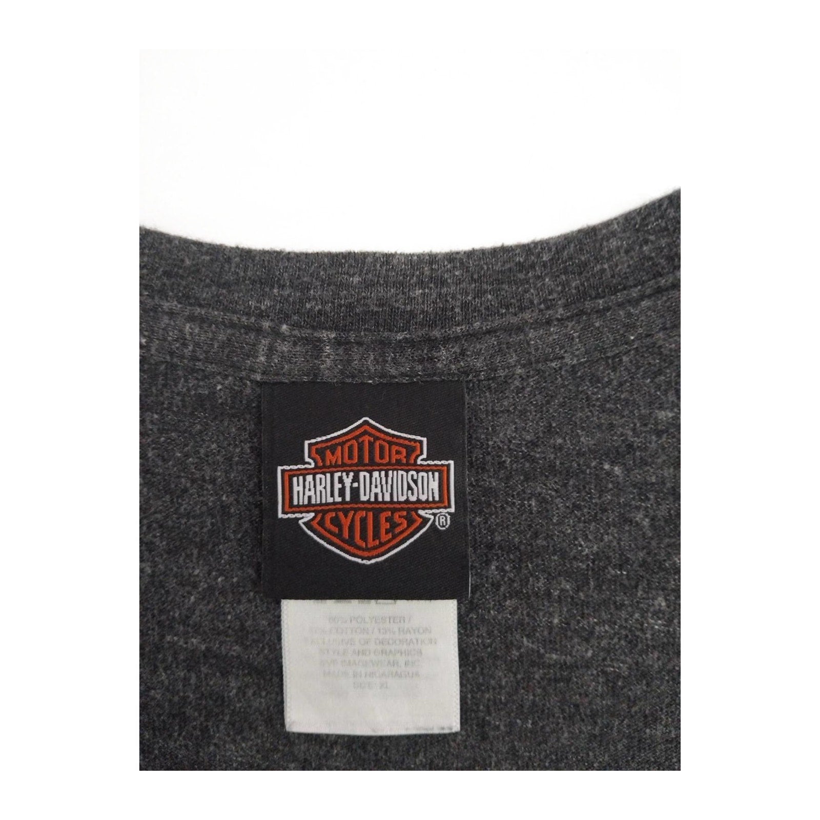 Harley Davidson Live to Ride Flame Graphic Short Sleeve V Neck T Shirt Grey XL
