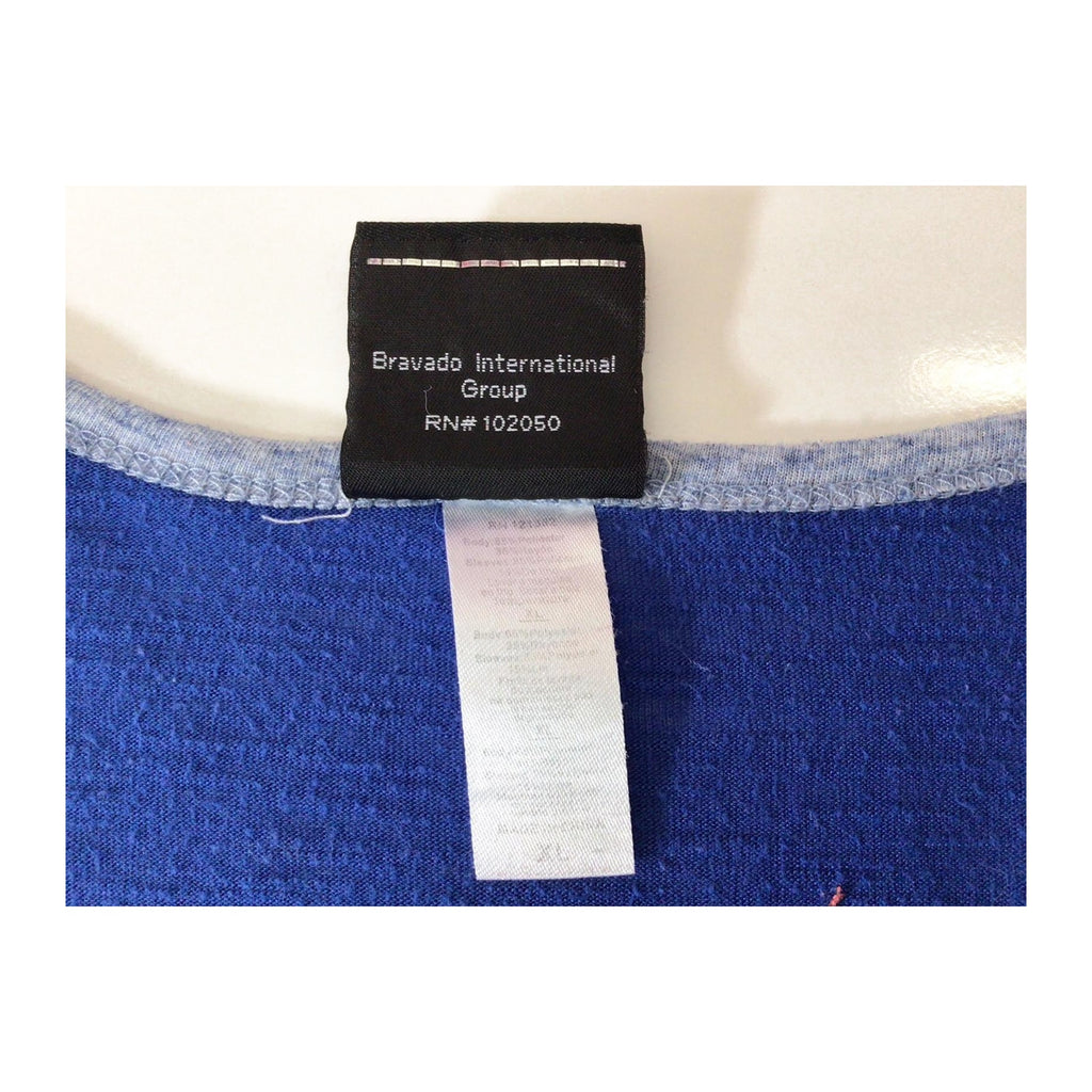 Harley Davidson Women's Bedazzled Western Logo Long Sleeve Baseball Style T Shirt Blue XL