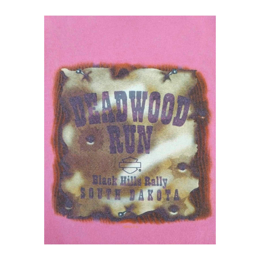Vintage Harley Davidson Women's 62 Sturgis Rally Deadwood Run T Shirt Pink XL