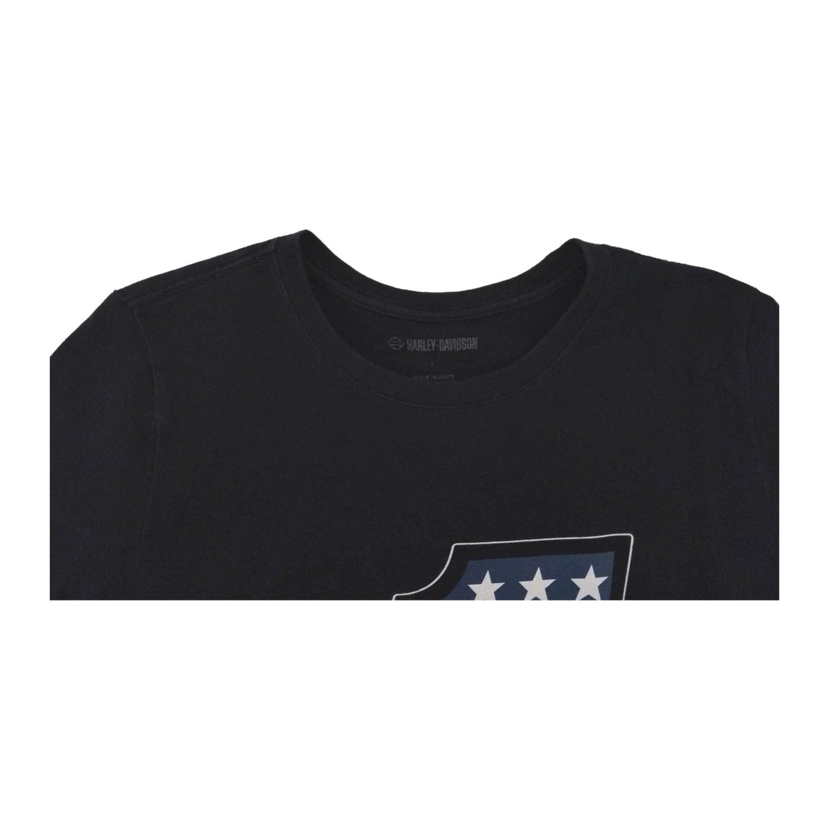 Vintage Harley Davidson Women's USA 1 Flag Short Sleeve T Shirt Black L